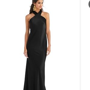 draped Twist Halter Tie-Back Trumpet Gown dessy lovely